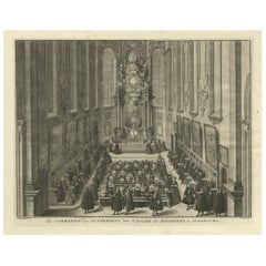 Antique The Communion of the Lutherans in the Minorite Church in Augsburg, Germany, 1730