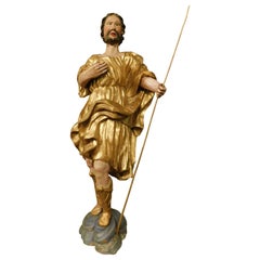 Antike polychrome und vergoldete Holzstatue, Italien, spätes 18. Jahrhundert