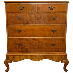 Chippendale Chest in Tiger Maple on Cabriole Legs by Richter Fine Furniture