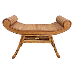 Burnt Bamboo Chinoiserie Style Bench