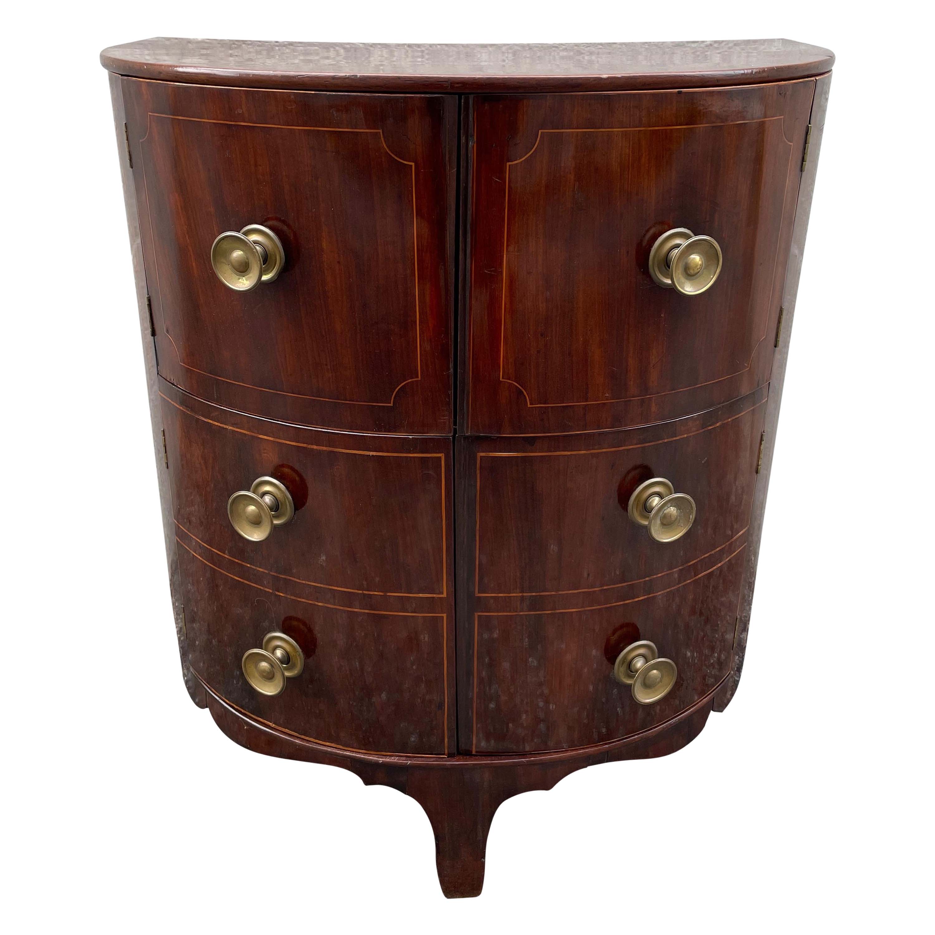 Antique English Demi Lune Cabinet / Dry Bar