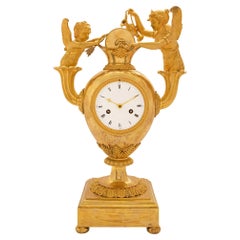 Antique French 19th Century First Empire Ormolu Clock