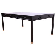 Michael Taylor for Baker Far East Black Lacquered Dining Table, Newly Refinished