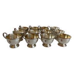 Vintage Silver R Monogram Punch Cups, Set of 12