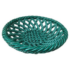 Large Green French Bowl or Basket Vallauris circa 1950