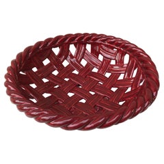 Large Red French Bowl or Basket Vallauris circa 1950