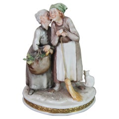 Vintage Giuseppe Cappe Capodimonte Porcelain Figurine Two Women Gossip