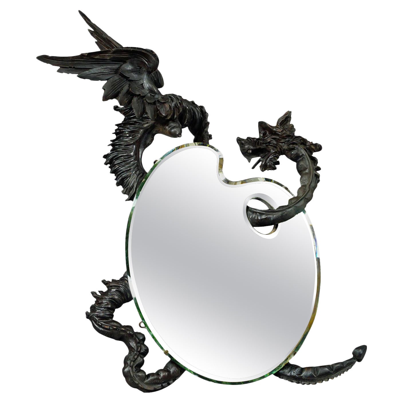 Victorian Mirror with Carved Dragon Attr. to Gabriel Viardot, ca. 1880 For Sale