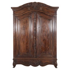 18thC French Provincial Louis XV Walnut Armoire