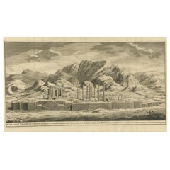 Antique Engraving of Persepolis, a City Sacked by Alexander the Great, 1726