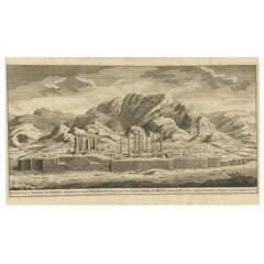 Antiker Gravur von Persepolis, einer Stadt, die von Alexander dem Großen versteckt wurde, 1726