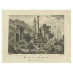 Antique Old Print with a View of the Ruins of Persepolis, Iran, 1782