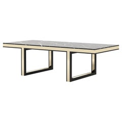 Modern Dining table in marble and wood veneer (made to order)