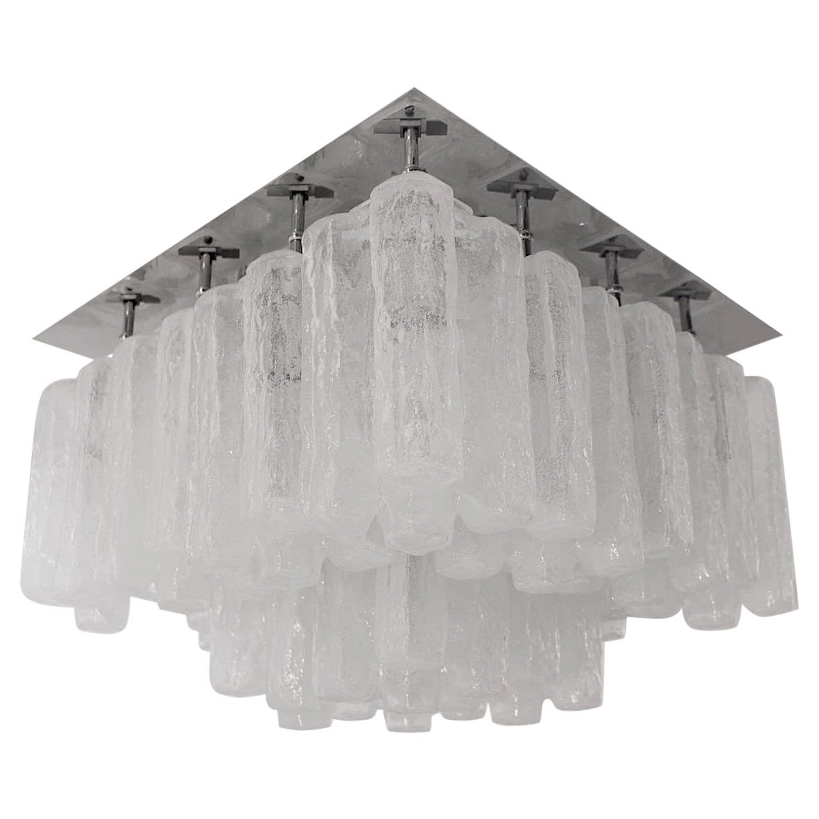 Grande lampe de plafond en verre de glace de Grenade de Kalmar, années 1960