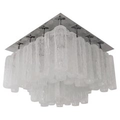 Grande lampada da soffitto in vetro Granada Ice di Kalmar, anni '60