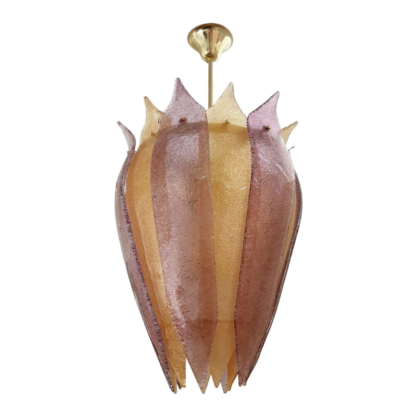 Large Murano Glass Purple and Gold Chandelier or Lantern  For Sale