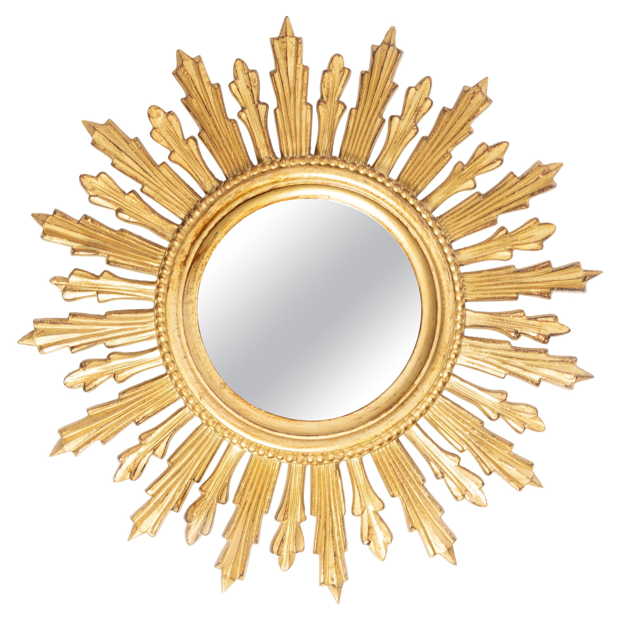 Mid Century Gold Italian Sunburst Mirror, Giltwood, 1960s For Sale at  1stDibs