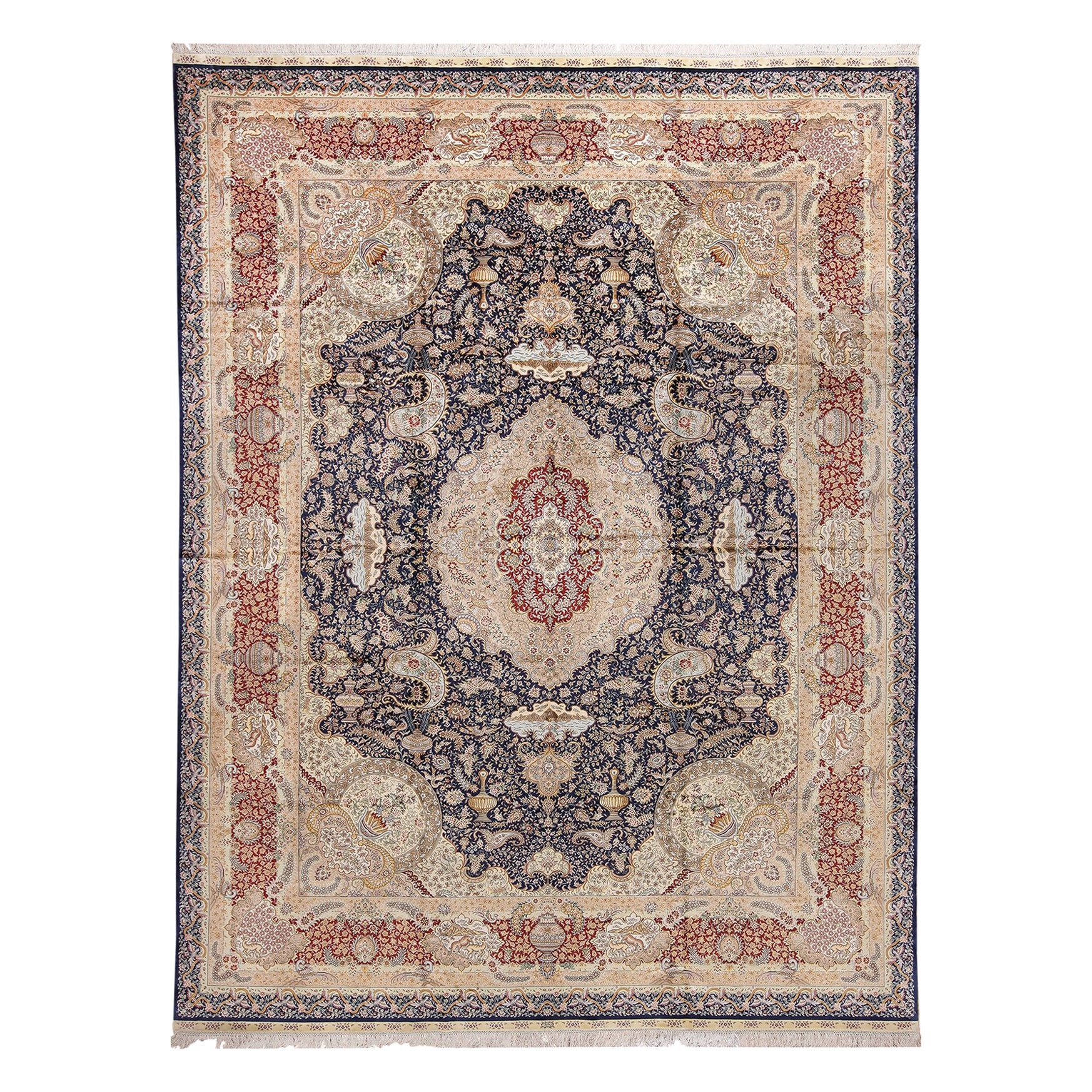 Silk Modern Chinese Rug. 9 ft x 11 ft 9 in (2.74 m x 3.58 m) For Sale