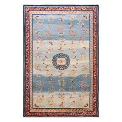 18th Century Kansu Carpet from China. Size: 9 ft 4 in x 14 ft 2 in