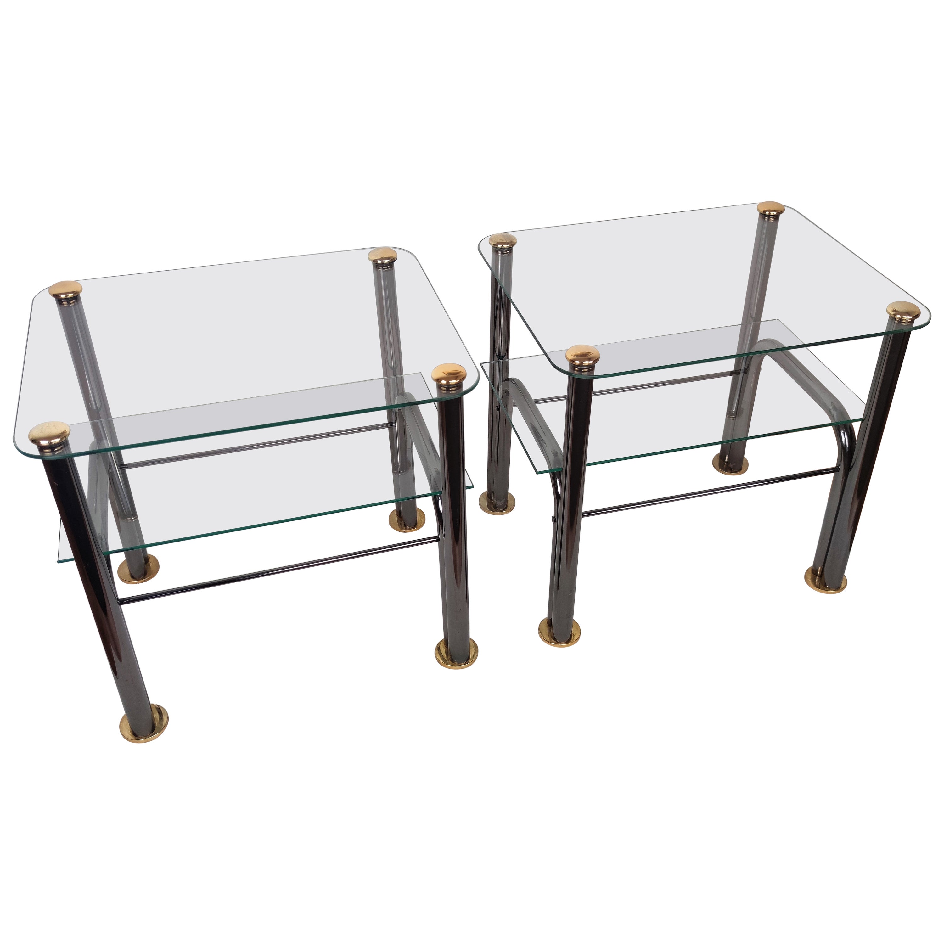 Brass and Glass Cube Side Tables at 1stDibs
