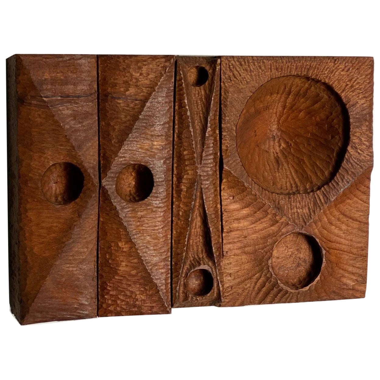 African Mahogany Chip Carved Sculpture by Michael Rozell, USA, 2021 For Sale