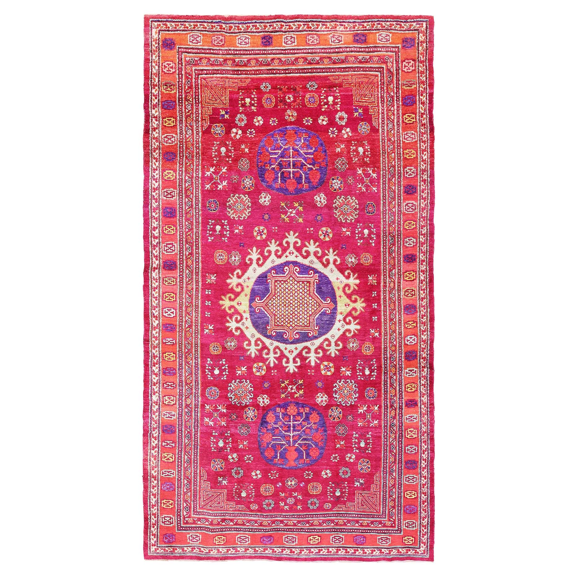 Vintage Purple Silk Khotan Rug. 5 ft 10 in x 11 ft 4 in For Sale