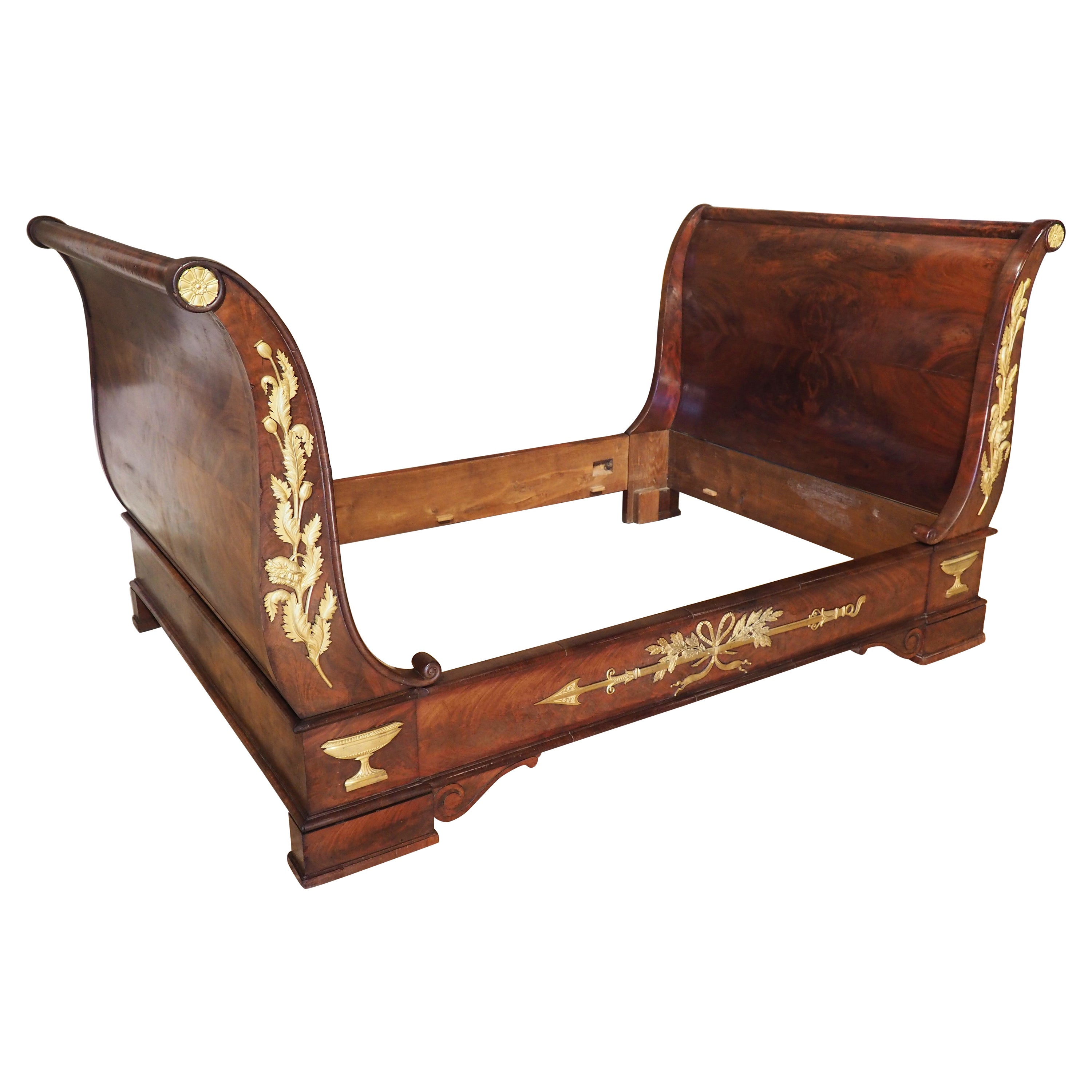 Antique French Empire Mahogany Day Bed with Gilt Bronze Mounts, Circa 1815