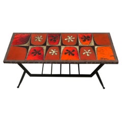 20th Century Coffee Table in Enamelled Lava by Jean Jaffeux, 1960s