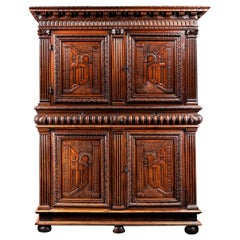 16th Century French Renaissance Cabinet with Perspective Carving
