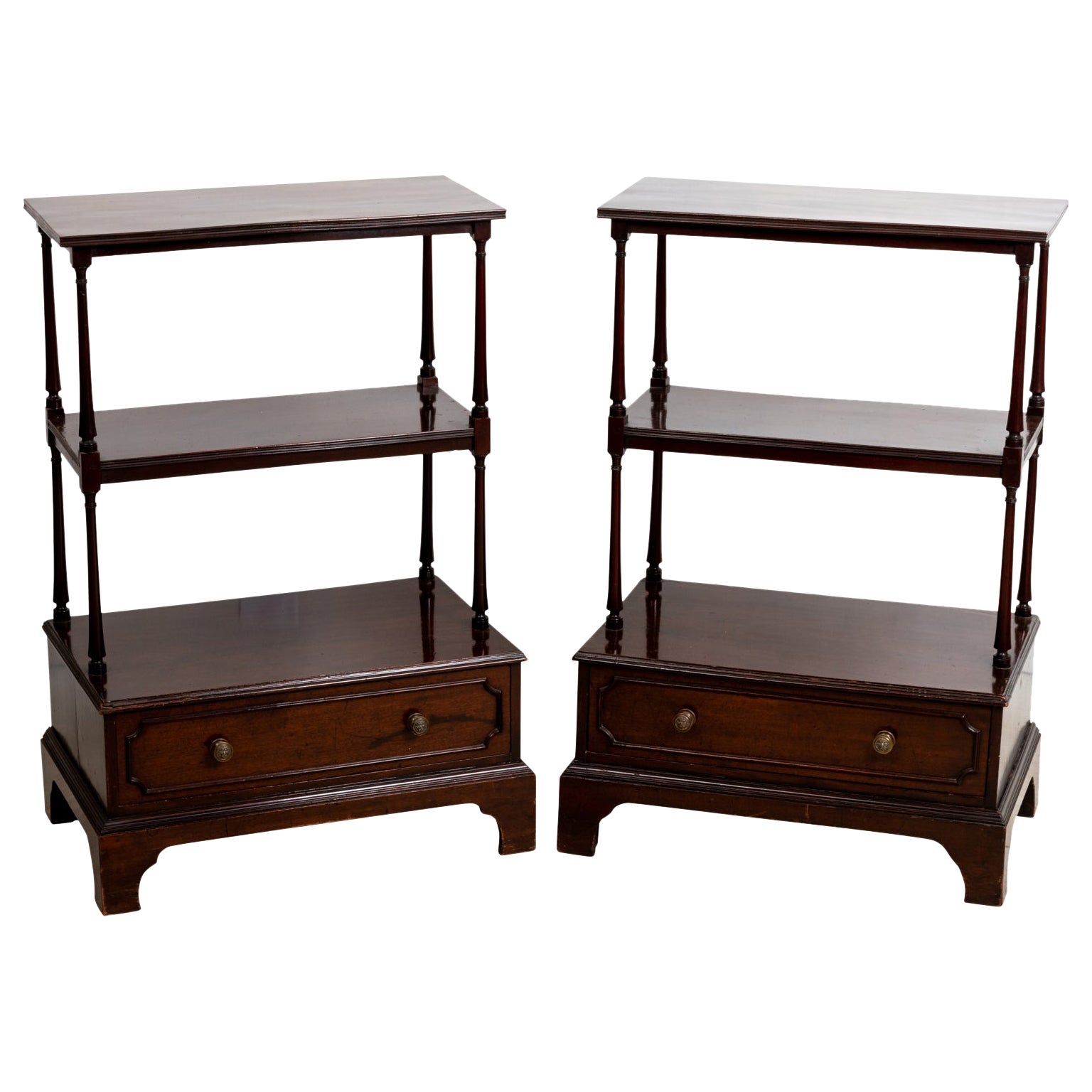 Pair of Antique Regency Style Three Tiered Side Tables