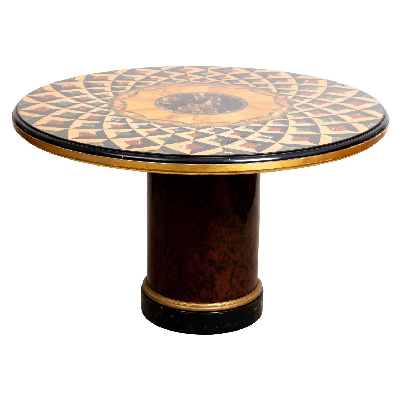 Faux Marble Decorated Center Table For Sale