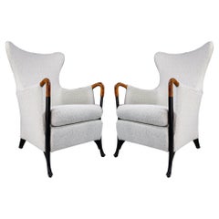 Wingback Chairs by Umberto Asnago for Giorgetti / Progetti in Bouclé Wool Fabric