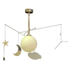 Bronze and Glass Art Deco Camille's Baby Mobile with Nickel Finish