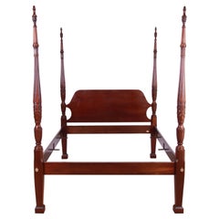 Antique Councill Furniture Georgian Carved Mahogany Queen Size Poster Bed