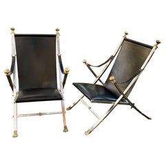 Rare Pair of French Maison Jansen Folding Chairs