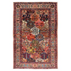 Tapis persan Bakhtiari ancien avec motif de jardin en diamants multicolore