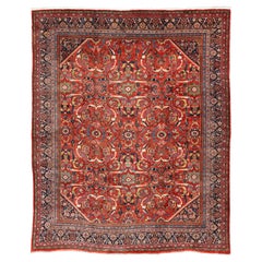Antique Persian Sultanabad-Mahal Rug with All-Over Design on Red Field