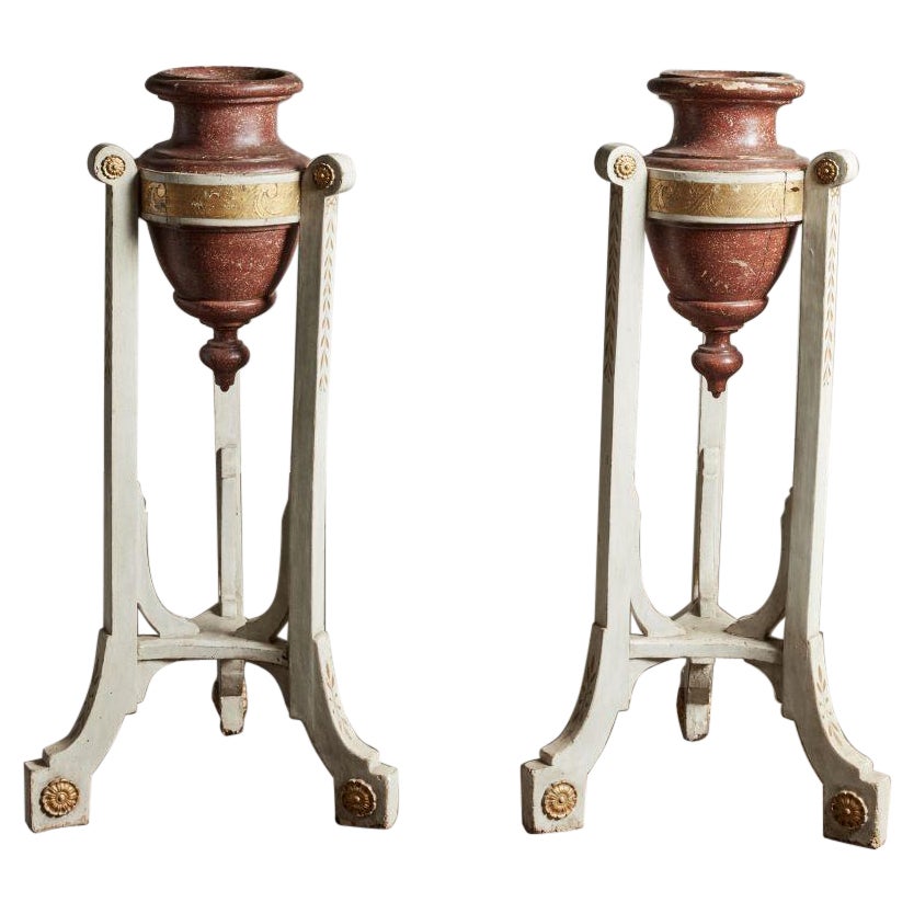 Late 18th C. Pair of Italian Pine Torcheres For Sale