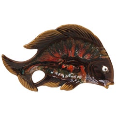 Large French Majolica Fish Platter Vallauris, Circa 1950