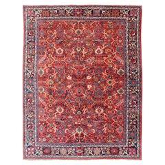 Antique Persian Mahal-Sultanabad Rug with All over Geometric Design
