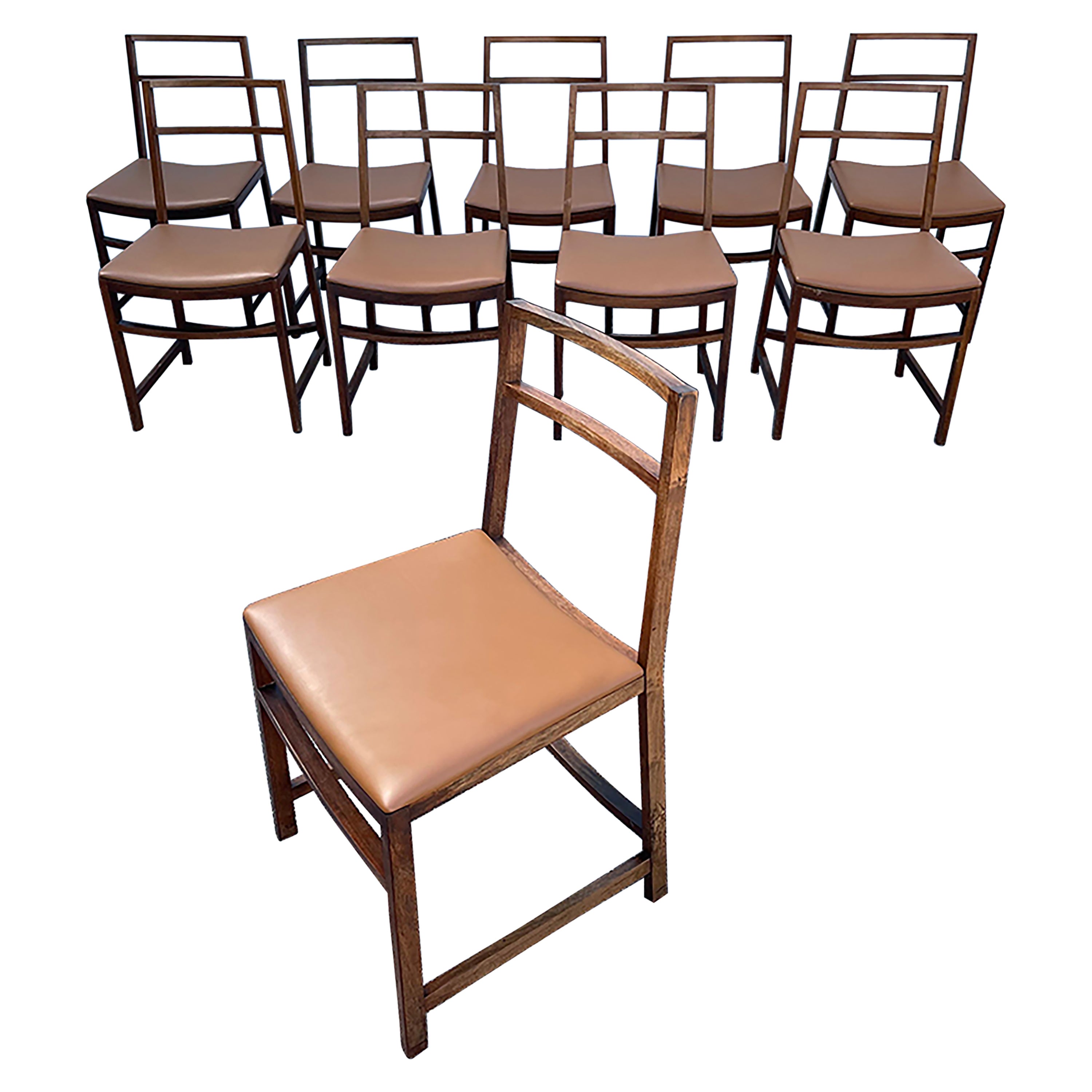 Ensemble de 10 chaises de salle à manger de style mi-siècle moderne par Renato Venturi pour MIM Roma