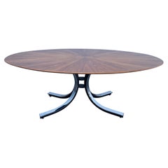 Stow Davis Walnut Starburst & Steel Dining Table / Desk