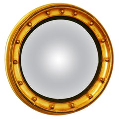 English Regency Period Convex Gold Leaf Mirror with Balls