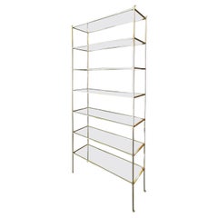 Tall Custom Brass Etagere with Glass Shelves by Adesso Imports