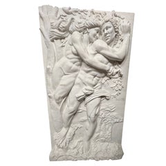 Late 20th Century Italian Carved Marble Panel of a Man and Woman
