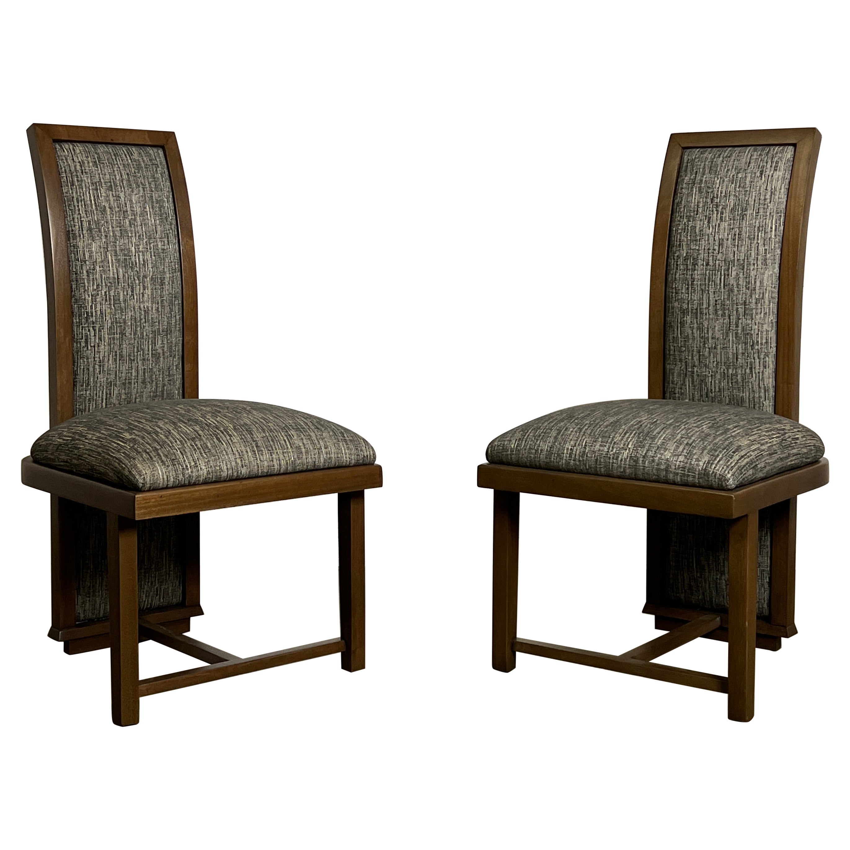 Pair of High Back Chairs by Frank Lloyd Wright For Sale