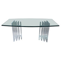 Charles Hollis Jones Style Lucite and Glass Prismatic Dining Room Table, 1970s