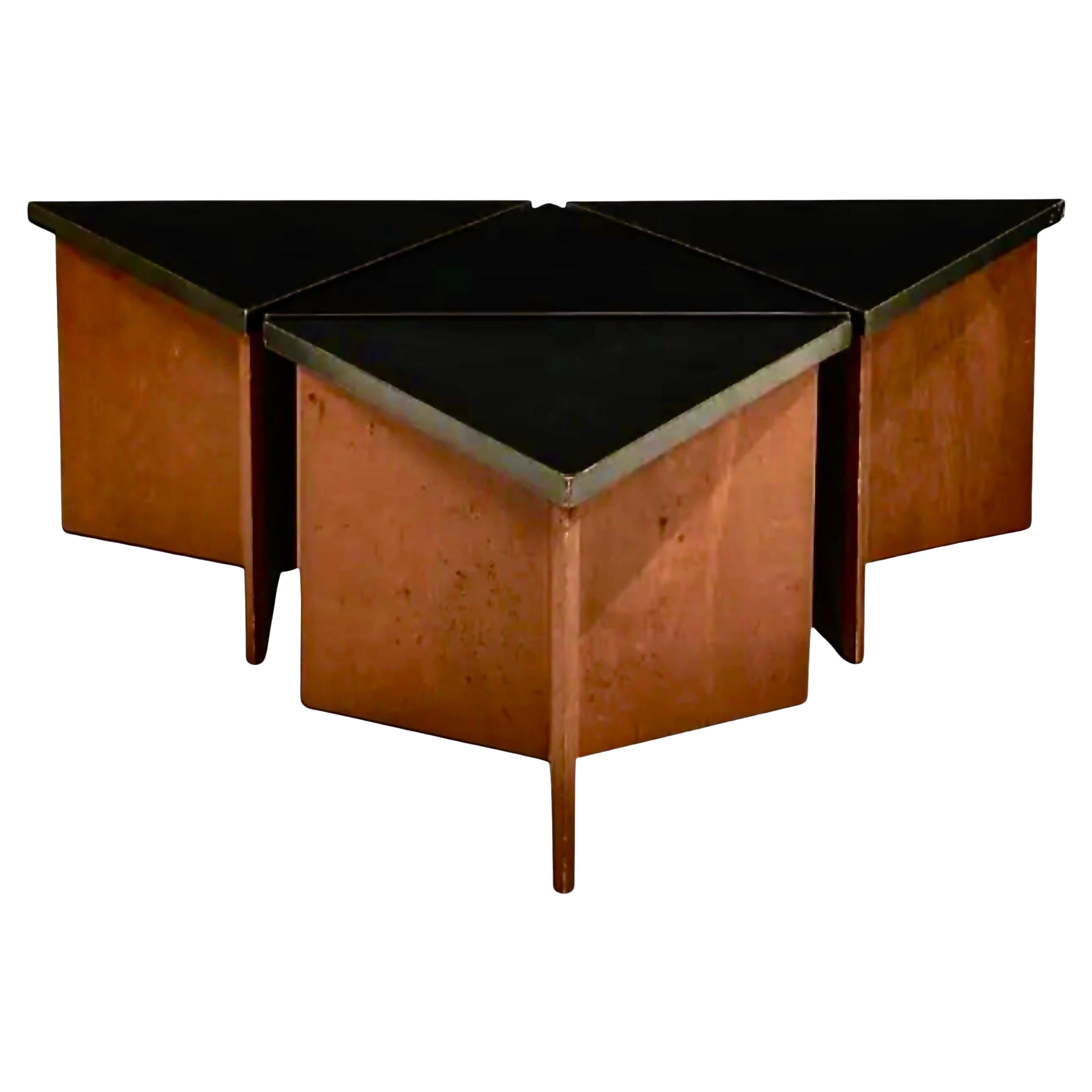 Frank Lloyd Wright, Arnold House Set of Modular Side Tables, Triangular, 1954