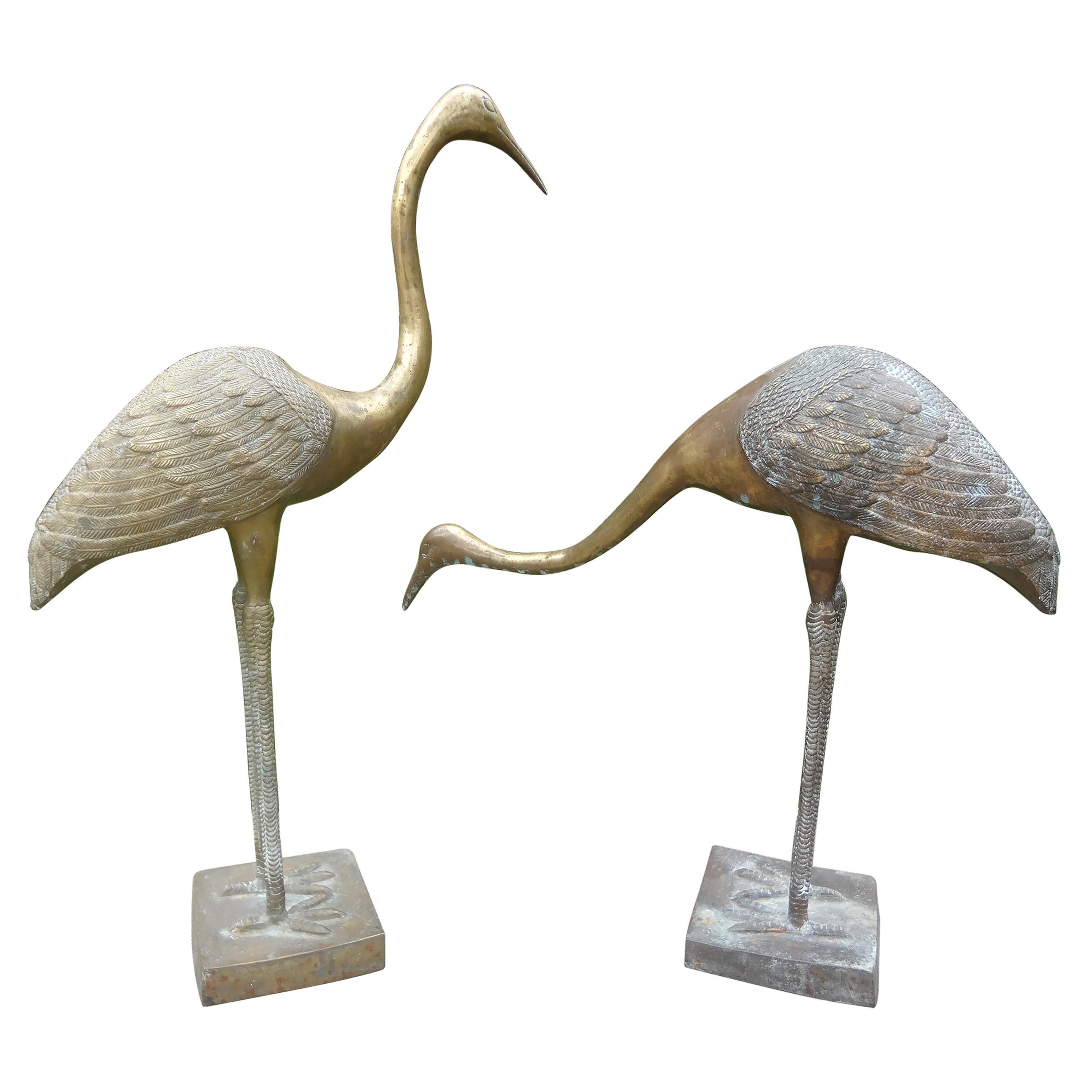 Pair of Vintage Brass Cranes at 1stDibs