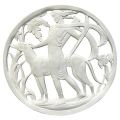 Vintage Art Deco Architectural Diana the Huntress Plaster Medallion / Plaque